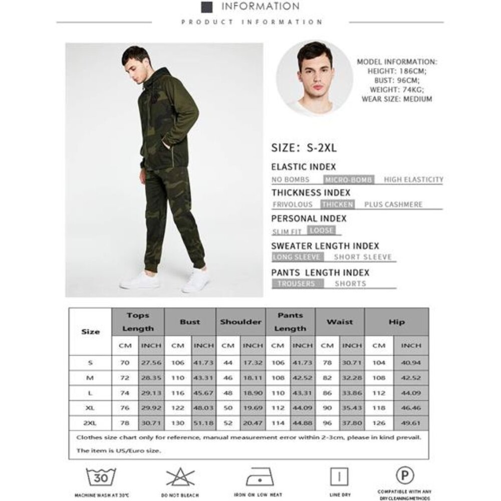 NEW Men's Hooded Athletic Tracksuit Casual Full Zip Jogging Sweat Suits - Picture 6 of 6